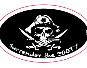 Pirate "surrender the booty" magnet 2x3 inch